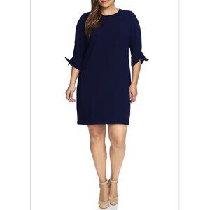 Cece Navy Shift Dress Tie Sleeve 3/4 Sleeve Work Career Size 22 Excellent Cond